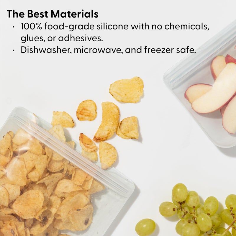 WP W&P Porter Silicone Reusable Storage Bag, Sandwich (10oz Flat), Cream, Food Storage Container, Microwave and Dishwasher Safe, Easy Cleaning - Image 3